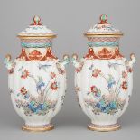 Pair of Samson Kakiemon Two-Handled Vases and Covers, c.1900, height 14.2 in — 36 cm (2 Pieces)