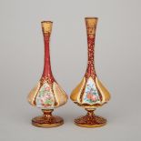 Two Bohemian Overlaid, Enameled, and Gilt Red Glass Vases, late 19th century, height 8.5 in — 21.7 c