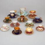 Twelve Various 'Vienna', Dresden, Berlin, Rosenthal and Other German Porcelain Cups and Saucers, ear