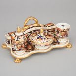 Derby Japan Pattern Inkstand, early 19th century, length 8.3 in — 21 cm