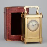 French Art Deco Brass Carriage Clock, c.1920, case width 5.9 in — 15 cm