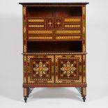Syrian Bone and Exotic Mixed Wood Parquetry Cabinet, early 20th century, 63.25 x 43.5 x 14 in — 160.