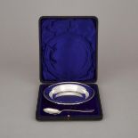 Edwardian Silver Child's Bowl and Spoon, Atkin Bros., Sheffield, 1909/10, diameter 6.7 in — 17 cm (2