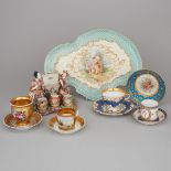 Group of French Porcelain, 19th century, tray length 15.1 in — 38.3 cm (11 Pieces)