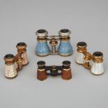 Four Pairs of French Opera Glasses, 19th and 20th centuries, height 2.75 in — 7 cm (4 Pieces)
