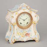 Ansonia Royal Bonn 'La Fontaine' Ceramic Mantel Clock, c.1895, height 11 in — 27.9 cm