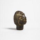 Egyptian Steatite Head of a Man, new Kingdom, 1550-1069, height 2.75 in — 7 cm