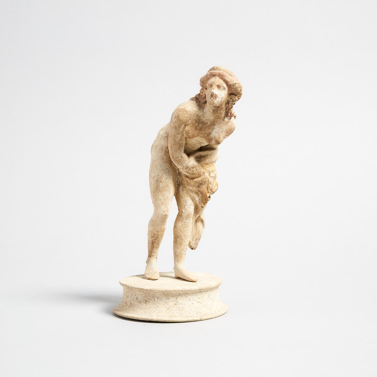 Greek Canosan Pottery Figure of Venus After the Bath, height 8 in — 20.3 cm