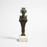 Egyptian Bronze Figure of Osiris, 26th/30th Dynasty, 664-342 B.C., figure height 6.5 in — 16.5 cm; 7