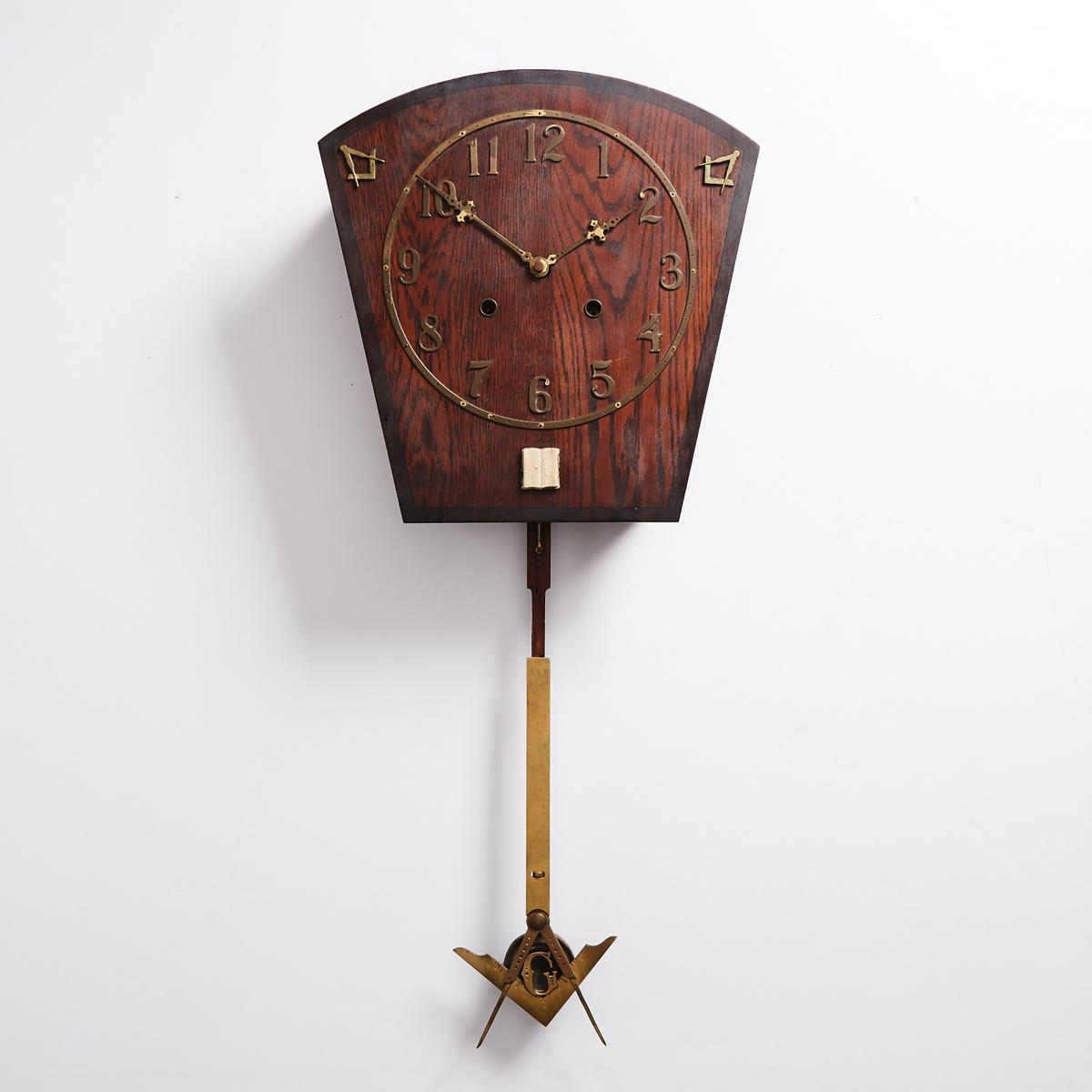 Seth Thomas Masonic Oak and Brass Regulator Number 40 Wall Clock, c.1910, height 36 in — 91.4 cm