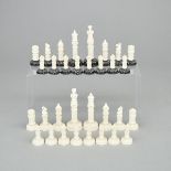 Indian Ivory Pierce Carved Chess Set, early-mid 20th century, height 4 in — 10.2 cm