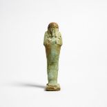 Egyptian Turquoise Faience Shabti, Late Period, 664-332 B.C., height 5.1 in — 13 cm