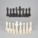 Turkish Turned and Carved Meerschaum Chess Set, early-mid 20th century, King height 4.5 in — 11.4 cm
