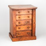 Victorian Burl Walnut Miniature Wellington Chest, mid 19th century, 16.9 x 12.3 x 10 in — 43 x 31.2