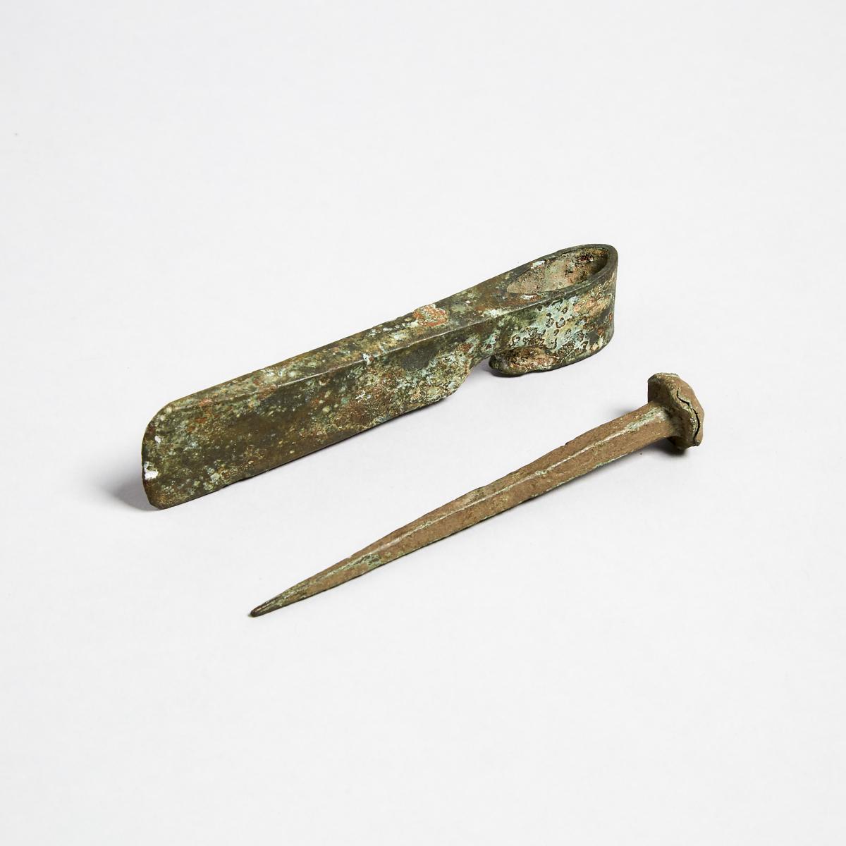 Canaanite Bronze Axe Head, 1750-1550 B.C., length 4.3 in — 11 cm