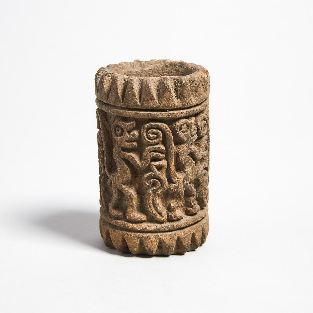 Manteno Pottery Roller Stamp with Monkey Parade, Ecuador 850-1600 A.D., length 3.26 in — 8.3 cm - Image 2 of 2