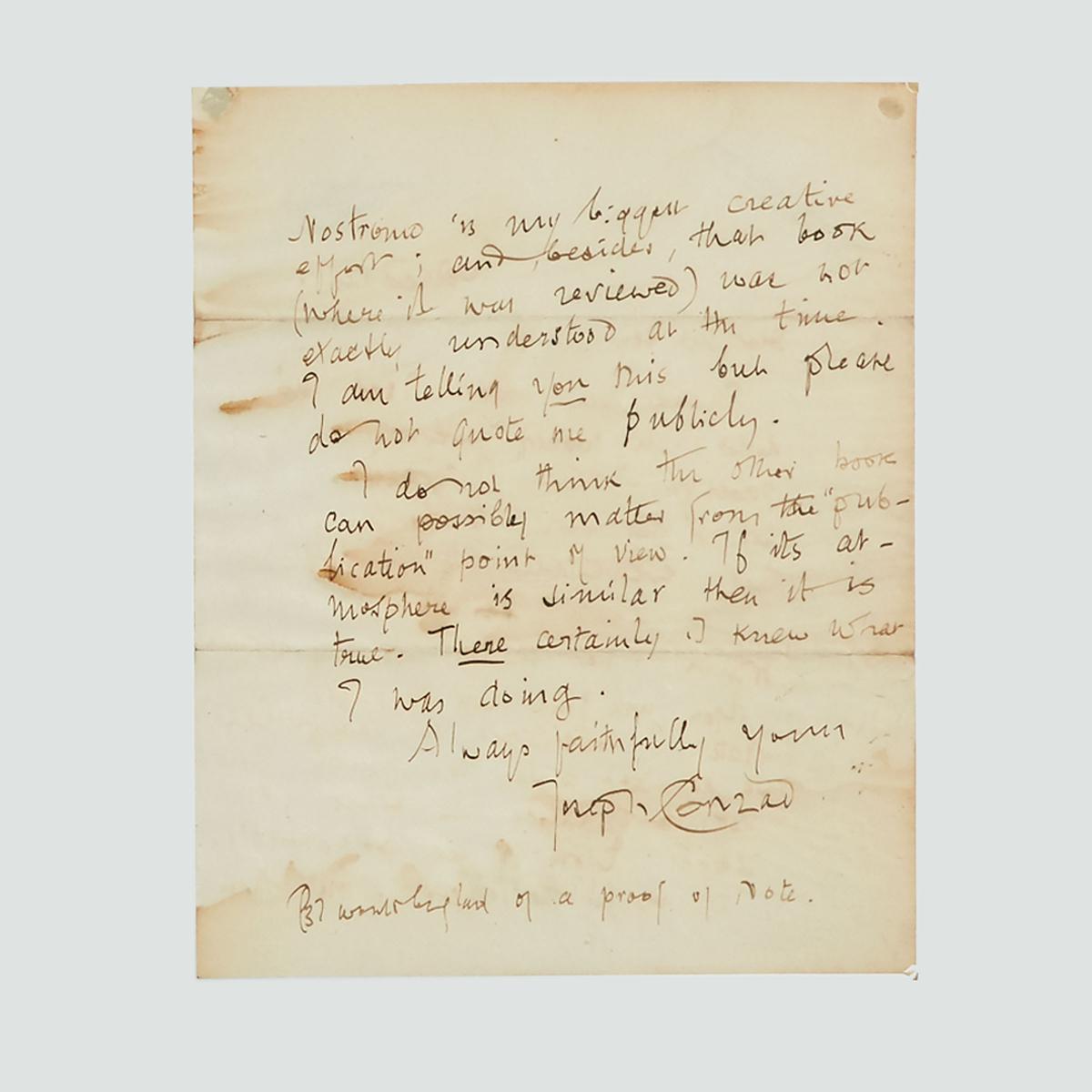Joseph Conrad Autograph Letter to Publisher John Malaby (J.M.) Dent, c.1914, 10 x 8 in — 25.4 x 20.3 - Image 2 of 2