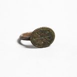 Byzantine Silver Chi Rho Ring, 300-500 A.D., diameter 0.9 in — 2.3 cm