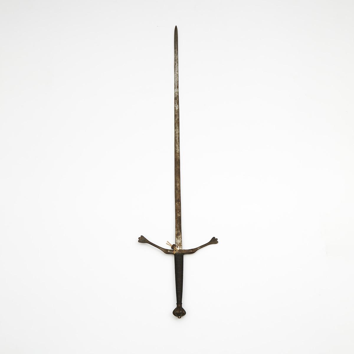 Victorian 16th century German Style Two Handed Sword, 19th century, length 52 in — 132.1 cm - Image 2 of 2