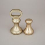 Two English Bronze Butcher's Weights, Perry & Co., London, 19th century, tallest height 6.75 in — 17