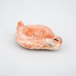 Roman Terra Cotta Oil Lamp, 2nd-3rd century A.D., length 5 in — 12.6 cm