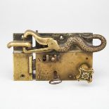 Serpent Form Brass Door Lockset, 18th century or earlier, 3.9 x 7.9 in — 10 x 20 cm