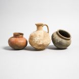 Three Ancient Cultures Pottery Vessels, tallest height 6.25 in — 15.9 cm (3 Pieces)