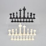 Indian Camel Bone Chess Set, early-mid 20th century, height 3.5 in — 8.9 cm