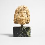 Roman Marble Head of Serapis, 2nd century A.D., head height 4.1 in — 10.4 cm; 6.75 in — 17.1 cm