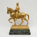 Large Italian Gilt Bronze Equestrian Group of the Condottiere Bartolomeo Colleoni, 20th century, hei