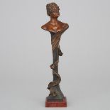 Small Art Nouveau Bronze Bust on Stand by Prof. Amedeo Neri, c.1902, height 10 in — 25.5 cm