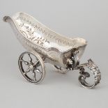 French Silver Wine Bottle Carriage, c.1900, length 13 in — 33 cm
