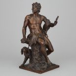 Ferdinand Barbedienne Classical Bronze Figure of a Hunter and Hound, After the Ancient, c.1880, heig