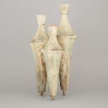 Brooklin Pottery Triple Vase Form Three-Light Candelabrum, Theo and Susan Harlander, c.1970, height