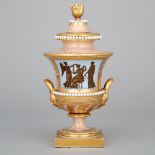 Barr Flight & Barr Worcester Apricot and Gilt Ground Two-Handled Vase and Cover, c.1810, height 10 i