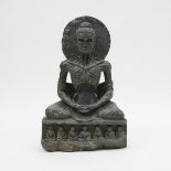 A Large Black Schist Figure of the Fasting Buddha, Possibly Ancient Region of Gandhara, 或古犍陀羅時期 灰片岩雕