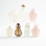 A Group of Seven Rock Crystal and Quartz Snuff Bottles, 19th/20th Century, 十九/二十世紀 水晶雕鼻煙壺一組七件, large