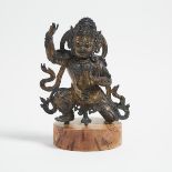 A Gilt Bronze Figure of Vajrapani, 15th Century or Later, 十五世紀或更晚 銅鎏金金剛手菩薩像, height 9.4 in — 24 cm