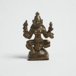 A Bronze Figure of Lakshmi, North India, 18th/19th Century, 十八/十九世紀 北印度銅雕吉祥天女座像, height 4 in — 10.2