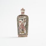 An Inlaid Ivory Snuff Bottle, 19th/Early 20th Century, 十九/二十世紀早期 牙雕加彩嵌螺鈿仕女花鳥紋鼻煙壺, height 3.1 in — 8