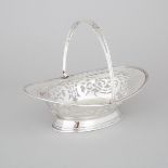 English Silver Pierced Oval Cake Basket, William Suckling Ltd., Birmingham, 1925, length 10.5 in — 2