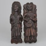 Pair of English Carved Wood Apostolic Term Figures, 16th century, height 14.75 in — 37.5 cm