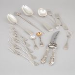 Group of English, Irish and North American Silver Flatware, 19th/20th century, largest length 15.5 i