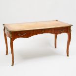 Napoleon III Louis XV Style Ormolu Mounted Tulipwood Bureau Plat, 19th century, 31 x 58 x 30.25 in —