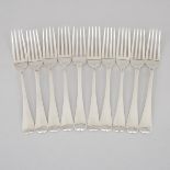 Ten George III Silver Old English Pattern Table Forks, London, 1807-16, length 7.9 in — 20 cm (10 Pi