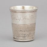 American Silver 'Only a Thimble Full' Measure, Cartier, New York, N.Y., 20th century, height 2 in —