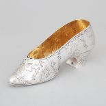 German Silver Novelty Shoe, Simon Rosenau, Bad Kissingen, c.1900, length 6.7 in — 17 cm