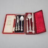 Two Late Georgian and Victorian Silver Children's Knife Fork and Spoon Sets, Hillard & Thomason and