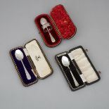 Three English Silver Spoons and a Napkin Ring, Birmingham and Sheffield, 1898-1958, largest length 5