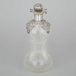 Edwardian Silver Mounted Glass Decanter, H.V. Pithey & Co., Birmingham, 1906, height 9.1 in — 23 cm